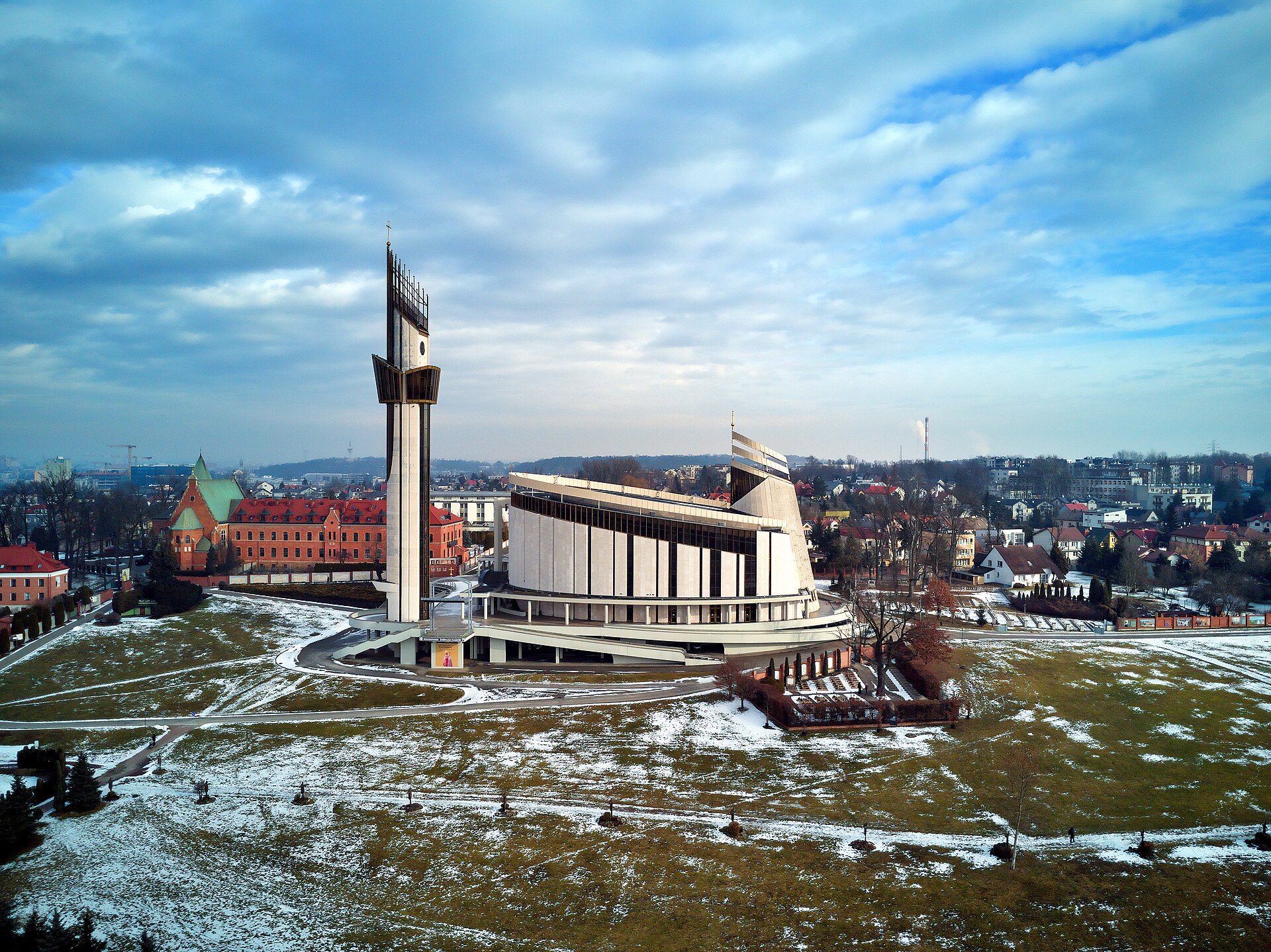 The Divine Mercy Sanctuary in Kraków-Łagiewniki seen from above